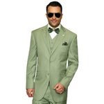 Europa Collection: Apple Green Blue 3-Piece Modern Fit Suit – Super 180's Italian Wool