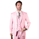 Europa Collection: Pink 3-Piece Modern Fit Suit – Super 180's Italian Wool