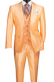 Centaurus Collection: Melon 3-Piece Solid Satin Look Slim Fit Suit with Fancy Vest