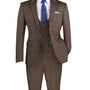 Vintique Collection: Glen Plaid Slim Fit Suit with Peak Lapel in Brown