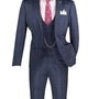 Vintique Collection: Glen Plaid Slim Fit Suit with Peak Lapel in Navy
