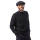 Sorrento Collection: Montique's Men’s Black Cable-Knit Crew Neck Sweater