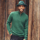 Riverton Collection: Montique's Men’s Emerald Quarter-Zip Cable-Knit Sweater