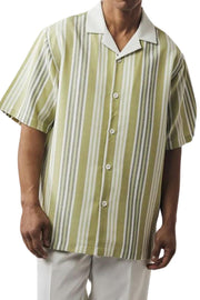Modern Stripe Collection: Sage/White Vertical Striped Shirt With Matching Pants