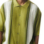Textured Harmony Collection: Sage Two-Piece Vertical Stripes Short Sleeve Set