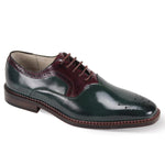 Omega Collection: Medallion Toe Lace Shoes in Hunter Green and Burgundy