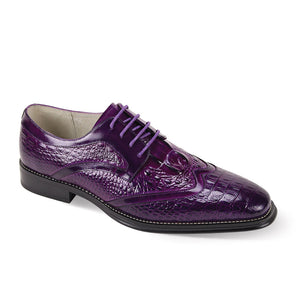 Orion Collection Croco Print Wingtip Lace Shoes - Purple