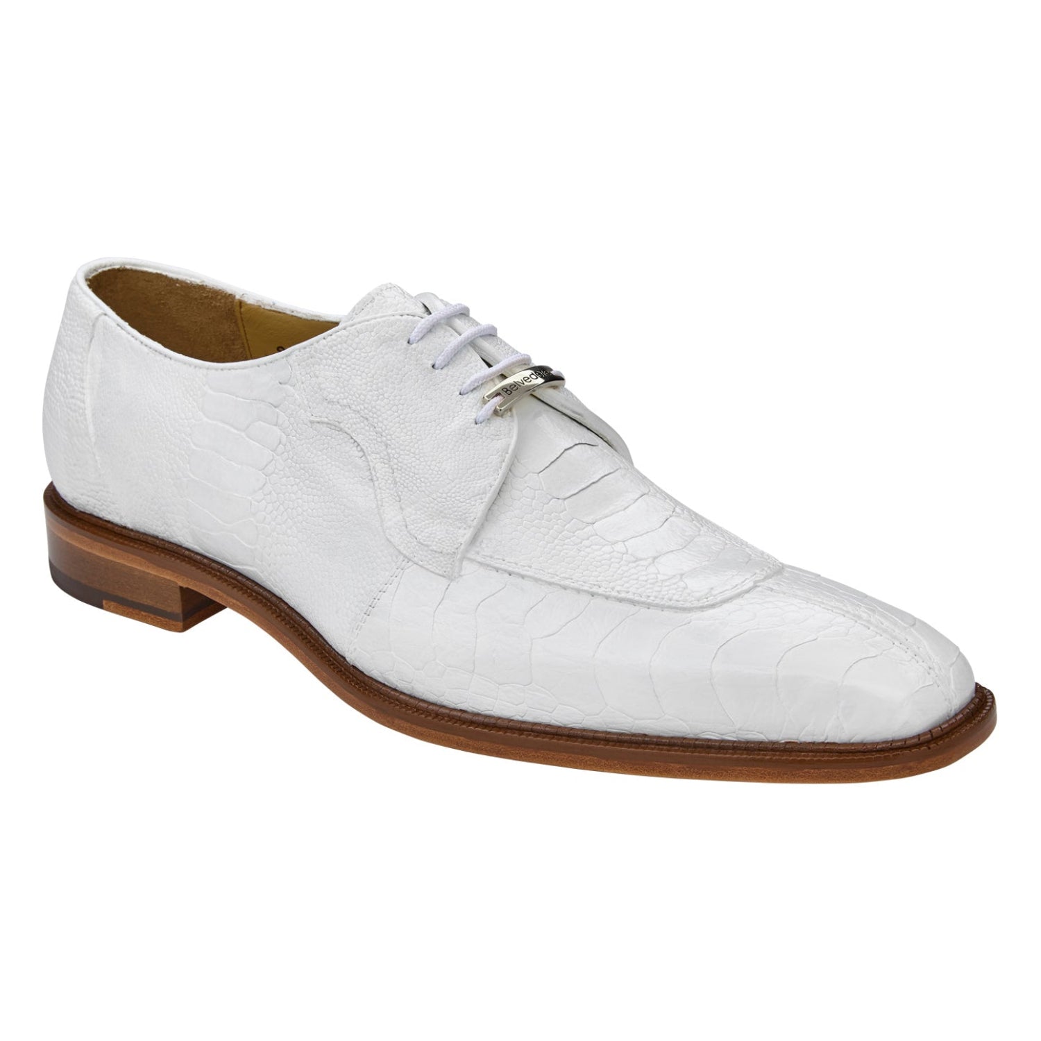 Belvedere Siena Ostrich Derby, White / 11.5 US / D (Medium)