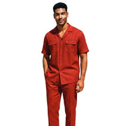 Solis Collection: Stacy Adams Solid Salsa Linen Walking Suit Set