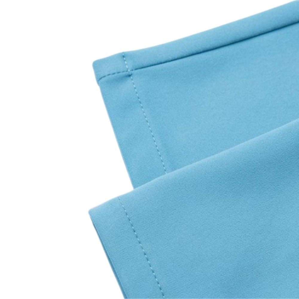 Stacy Adams light blue 4-way stretch adjustable waistband pants hem detail