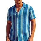 Blue vertical stripe novelty short sleeve shirt by Stacy Adams