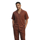 brown tonal scroll knit 2 piece walking suit set stacy adams