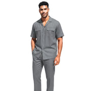 Solis Collection: Stacy Adams Solid Grey Linen Walking Suit Set