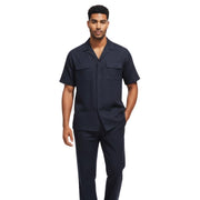 Solis Collection: Stacy Adams Solid Navy Linen Walking Suit Set