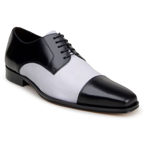 black and silver dress shoes men White Italian Leather Cap Toe Shoe – Belvedere Alexander Collection – Suits & More To you:S/36