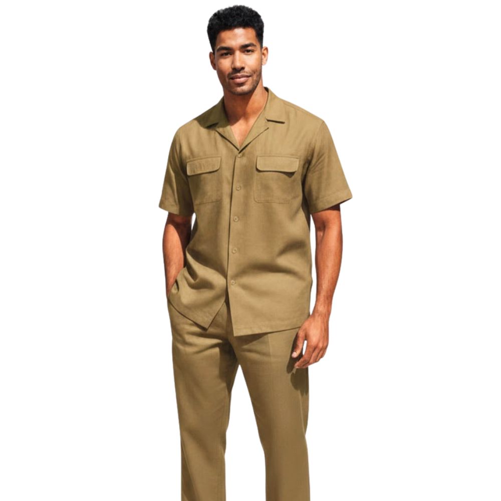 Khaki Linen Walking Suit Set by Stacy Adams – Suits & More