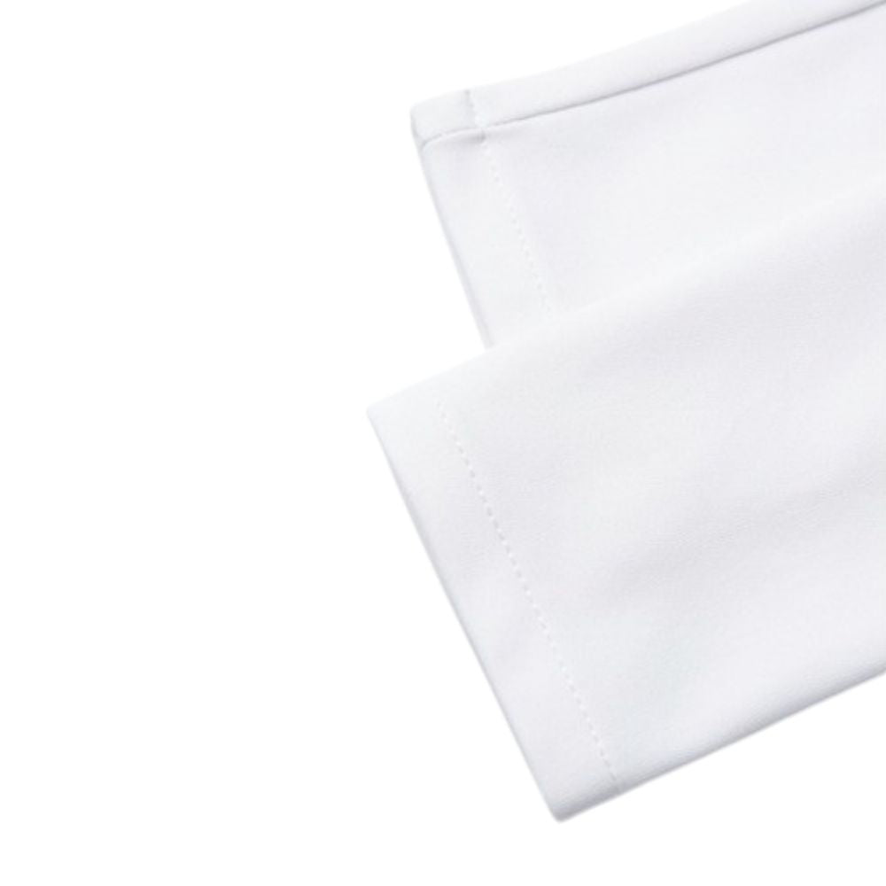 Stacy Adams white 4-way stretch adjustable waistband pants hem detail
