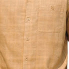 khaki short sleeve walking suit shirt with solid jacquard texture detail