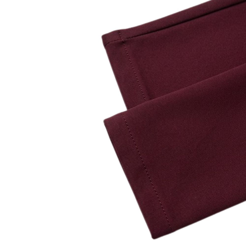 Stacy Adams burgundy 4-way stretch adjustable waistband pants hem detail