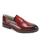 Calvero Collection: Wine Plain Toe Slip-On with Brogue Detail