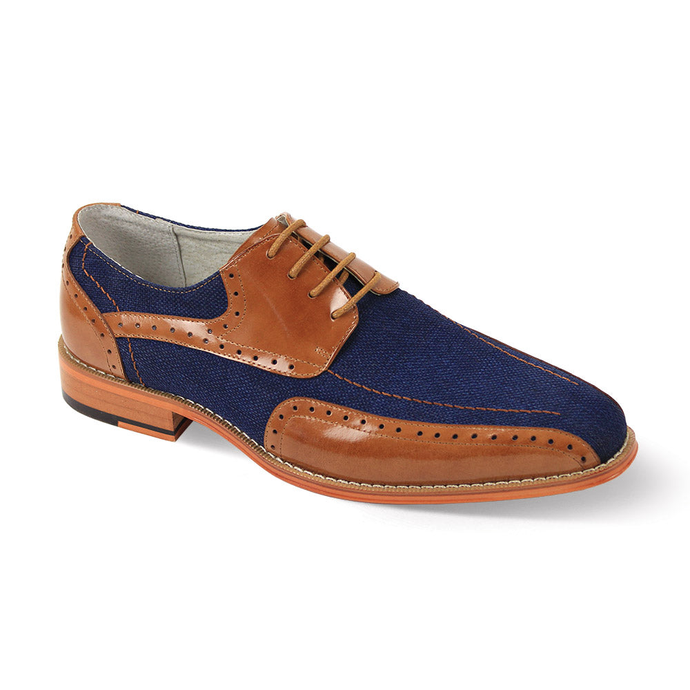 Tan and Blue Bike Toe Lace-Up Shoes – Holmes Collection – Suits More