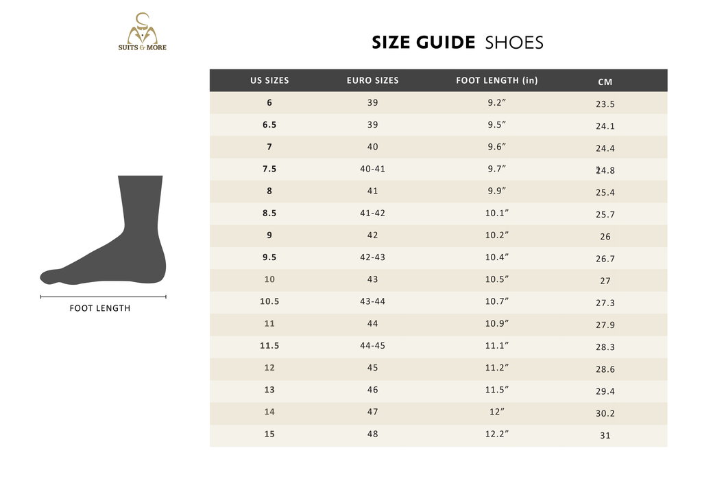 Size Chart for Shoes