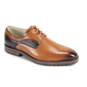 Cortello Collection: Tan Plain Toe Leather Lace-Up Shoe