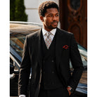 black 3 piece wool suit classic fit front view