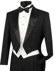 Nashira Collection: Regular Fit Black Tuxedo with Tails – 3-Piece with Vest and Pleated Pants