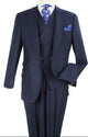 Navy 3 Piece Wool Stripe Suit Full Cut