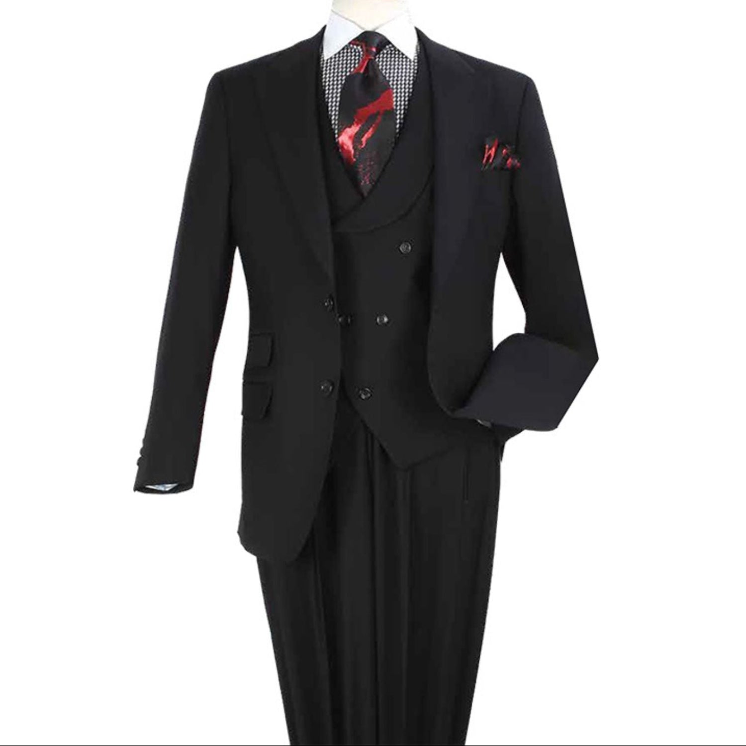 black suit vest satin finish double breasted