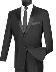 ChicCovenant Collection: Black 2 Piece Solid Color Single Breasted Slim Fit Tuxedo
