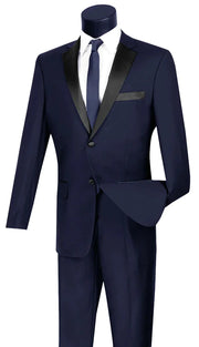 ChicCovenant Collection: Navy 2 Piece Solid Color Single Breasted Slim Fit Tuxedo