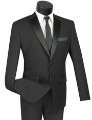 Hestia Highness Collection: Black 2 Piece Solid Color Single Breasted Slim Fit Tuxedo