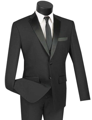 Hestia Highness Collection: Black 2 Piece Solid Color Single Breasted Slim Fit Tuxedo