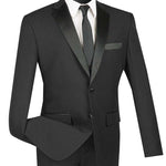 Hestia Highness Collection: Black 2 Piece Solid Color Single Breasted Slim Fit Tuxedo