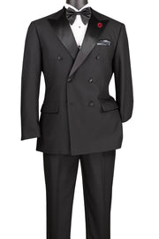 Albireo Collection: Black 2-Piece Double-Breasted Tuxedo - Modern Fit - Satin Peak Lapel