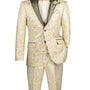 Eldoria Collection: Champagne 2 Piece Jacquard Fabric Single Breasted Slim Fit Tuxedo