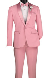 Bellatrix Collection: Dusty Rose 2-Piece Luxurious Stretch Slim Fit Tuxedo with Shawl Lapel