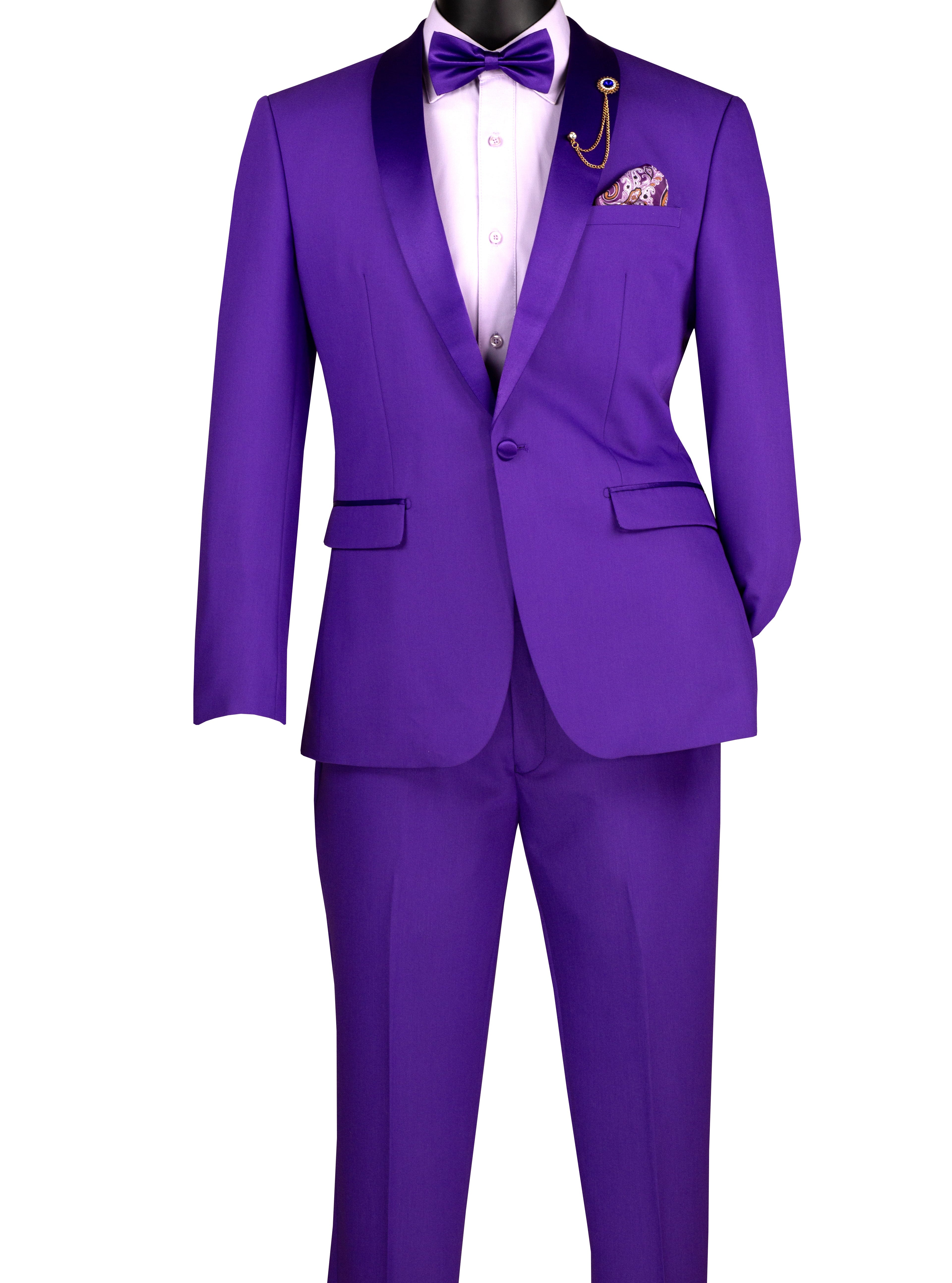 Men's Royal Purple Stretch Slim Fit Shawl Lapel Tuxedo – Suits & More