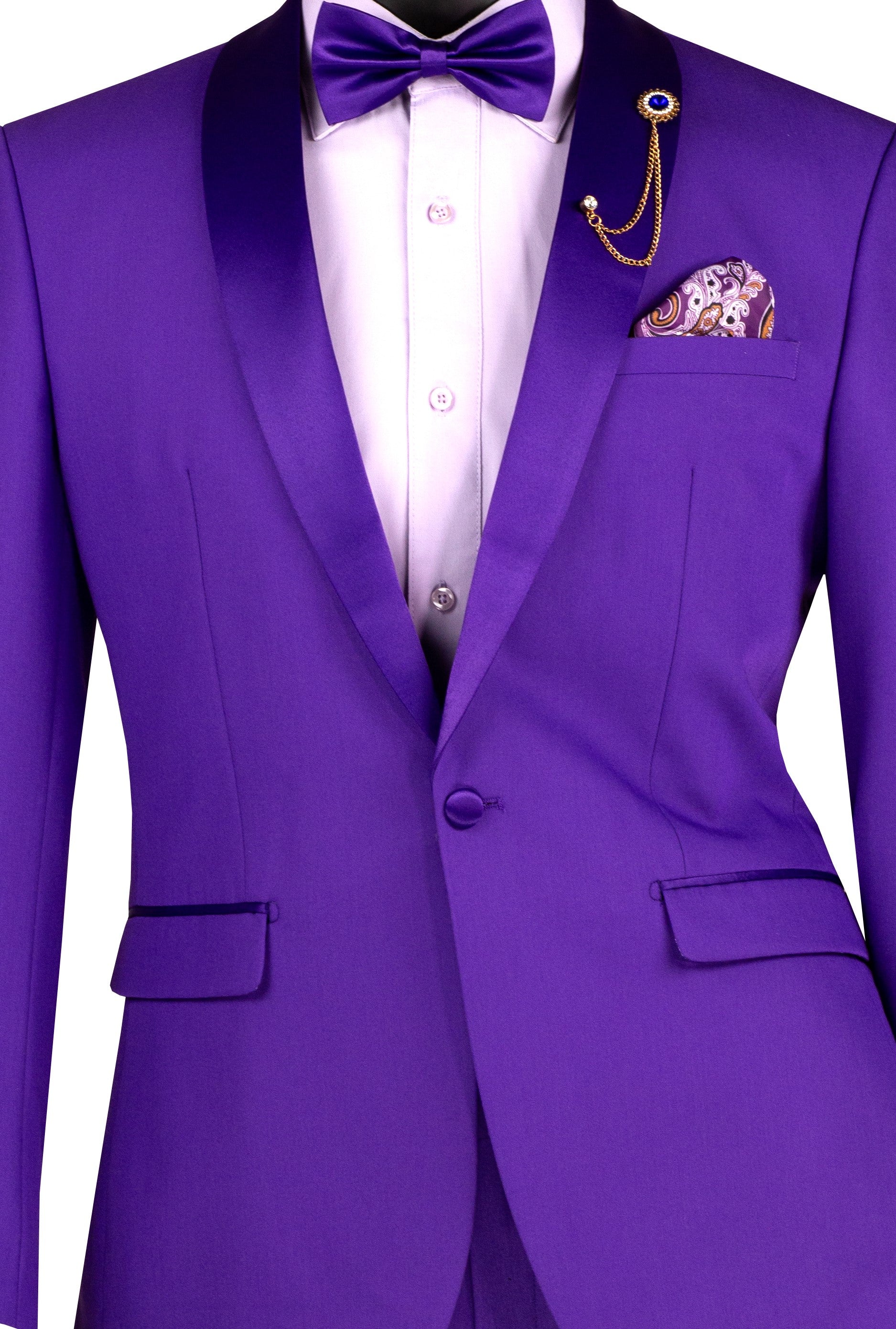 Men's Royal Purple Stretch Slim Fit Shawl Lapel Tuxedo – Suits & More