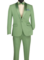 Bellatrix Collection: Sage 2-Piece Luxurious Stretch Slim Fit Tuxedo with Shawl Lapel