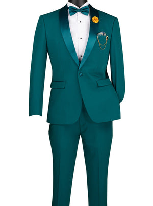 Men’s 2-Piece Stretch Slim Fit Shawl Lapel Tuxedo - Teal