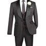 Riverra Collection: Black 3 Piece Jacquard Pattern Single Breasted Slim Fit Tuxedo