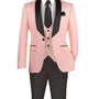 Riverra Collection: Pink 3 Piece Jacquard Pattern Single Breasted Slim Fit Tuxedo