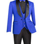 Riverra Collection: Single-Breasted 1-Button Slim Fit 3-Piece Tuxedo in Royal Blue
