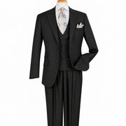 Black 100% Wool 3-Piece Suit
