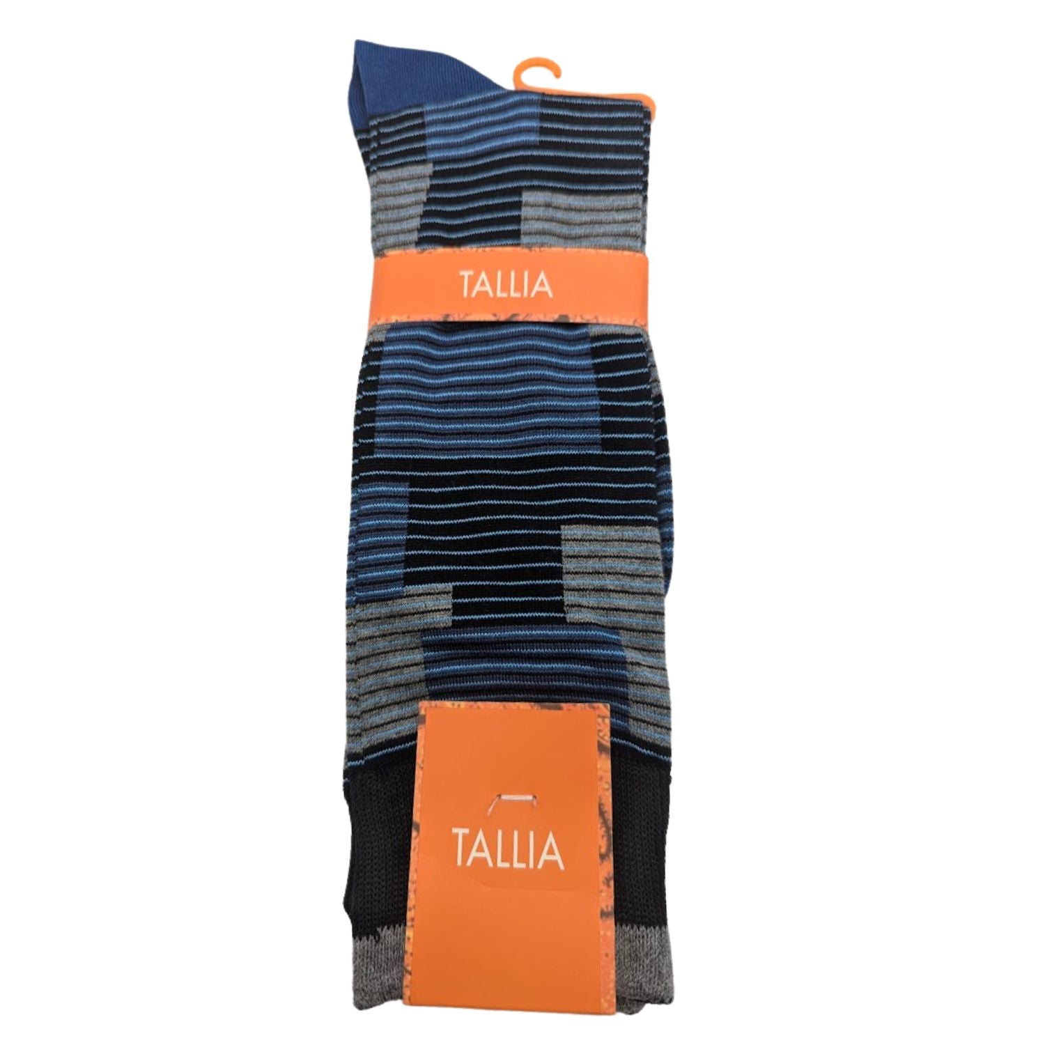 Navy Blue Block Stripe Dress Socks