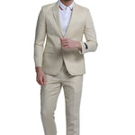 Couturious Collection: 2-Piece Slim Fit Solid Suit For Men In Tan