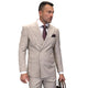 Men’s Double-Breasted Regular Fit 3 Piece Suit with Pleated Pants - Tan